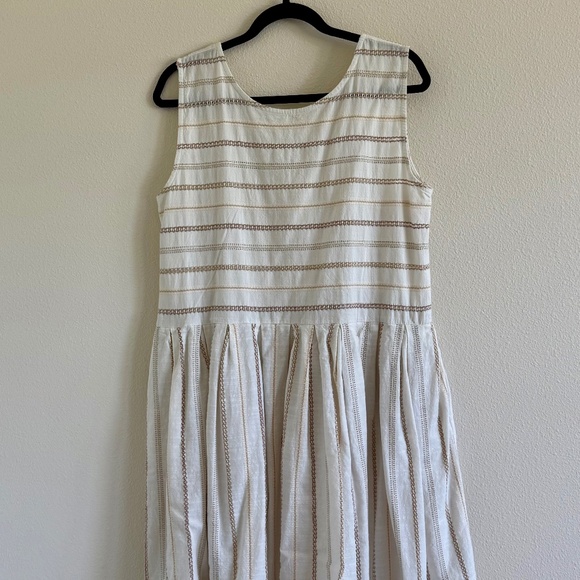 Ace & Jig Daisy Dress Ambrosia Size M Spring Summer Cream White Tan Cotton VGUC - Picture 3 of 4